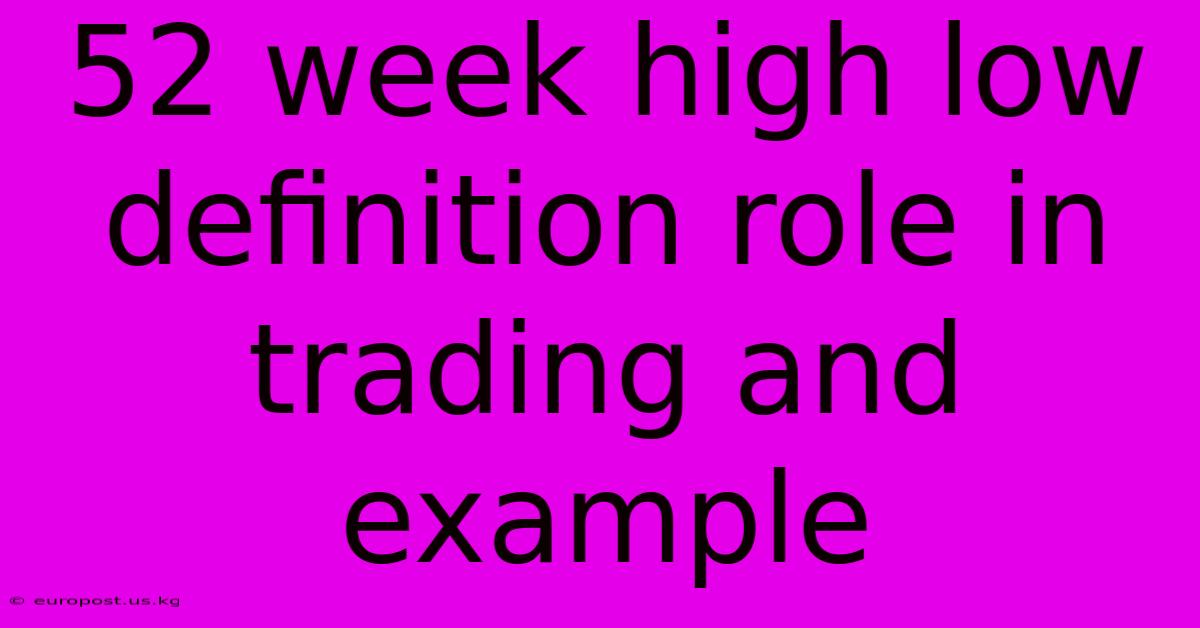 52 Week High Low Definition Role In Trading And Example