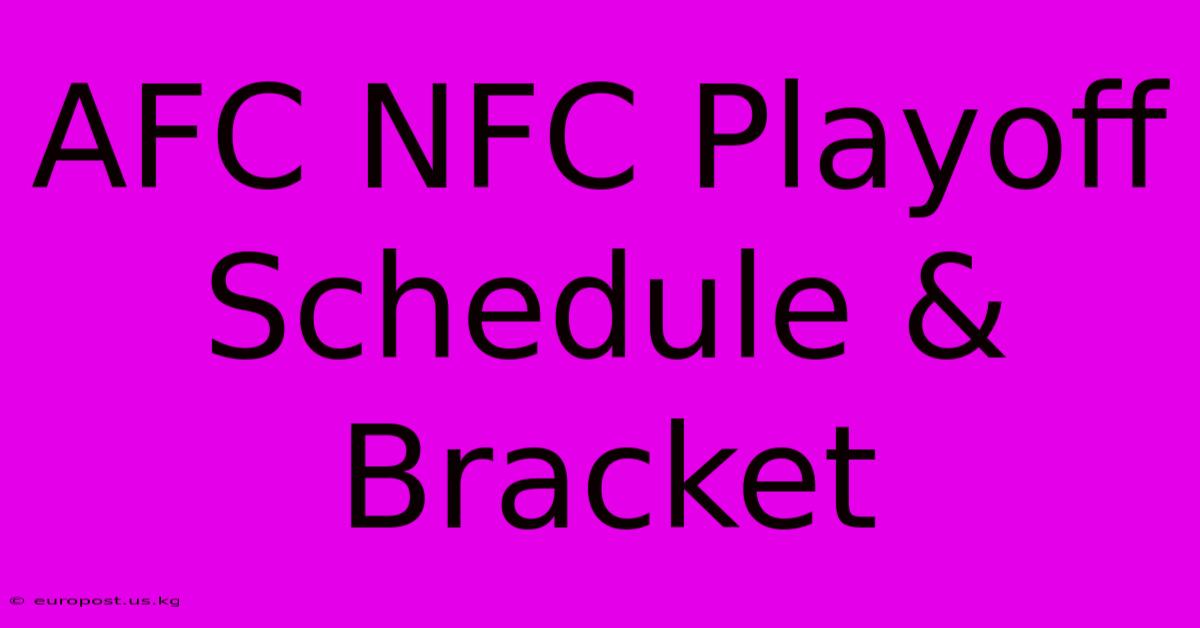 AFC NFC Playoff Schedule & Bracket