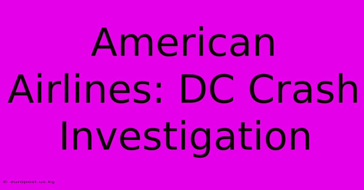 American Airlines: DC Crash Investigation