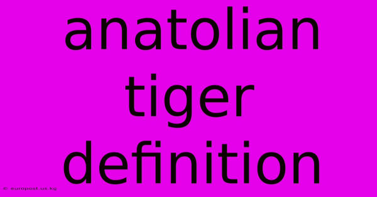 Anatolian Tiger Definition