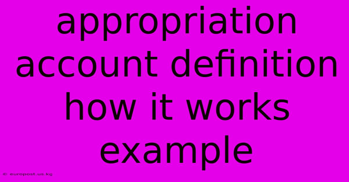 Appropriation Account Definition How It Works Example