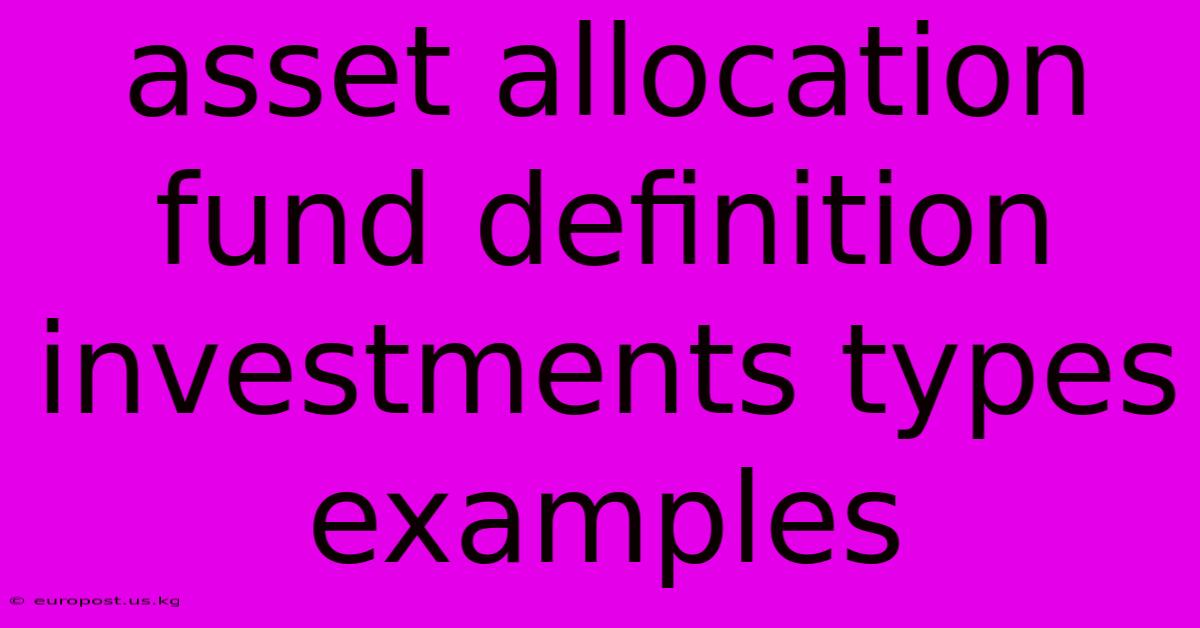 Asset Allocation Fund Definition Investments Types Examples