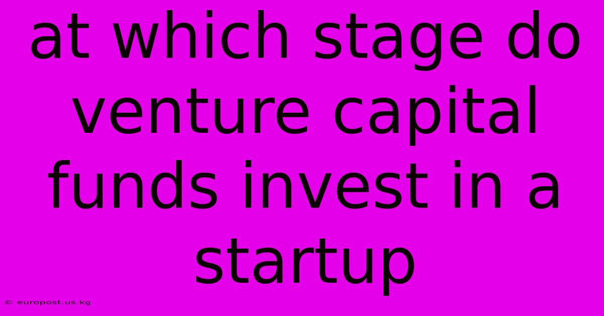 At Which Stage Do Venture Capital Funds Invest In A Startup