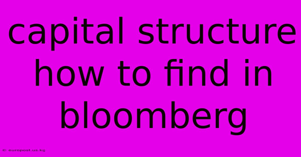 Capital Structure How To Find In Bloomberg