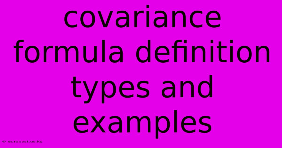 Covariance Formula Definition Types And Examples