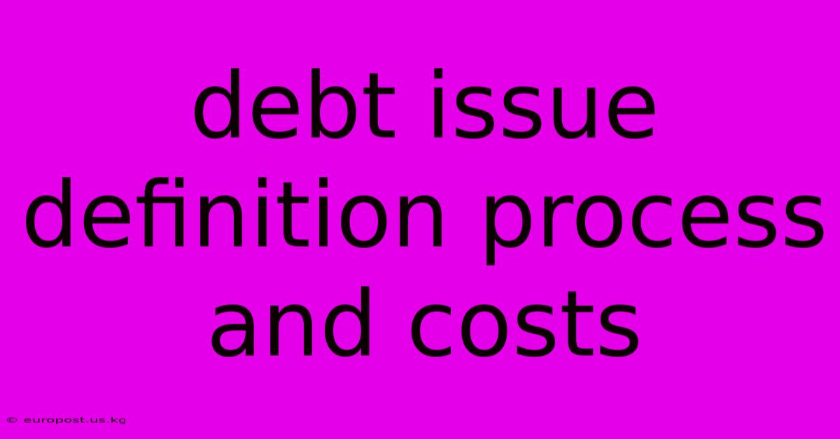 Debt Issue Definition Process And Costs