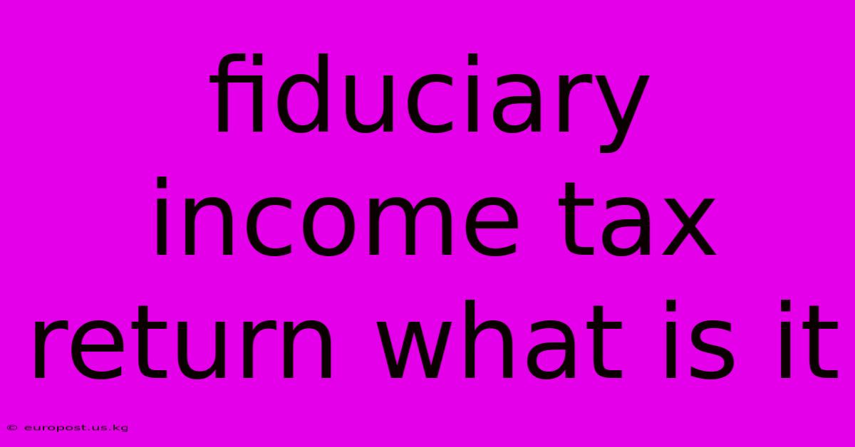 Fiduciary Income Tax Return What Is It