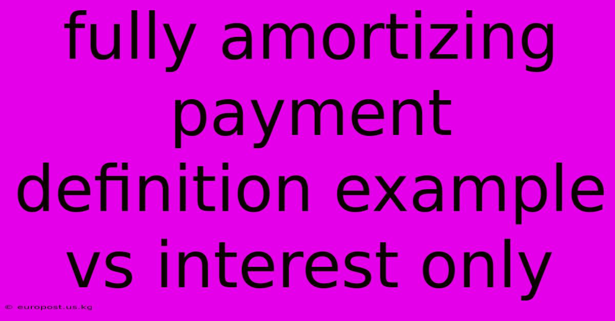 Fully Amortizing Payment Definition Example Vs Interest Only