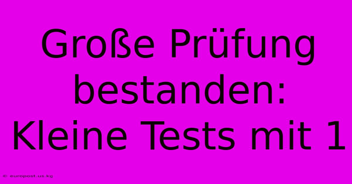 Große Prüfung Bestanden: Kleine Tests Mit 1