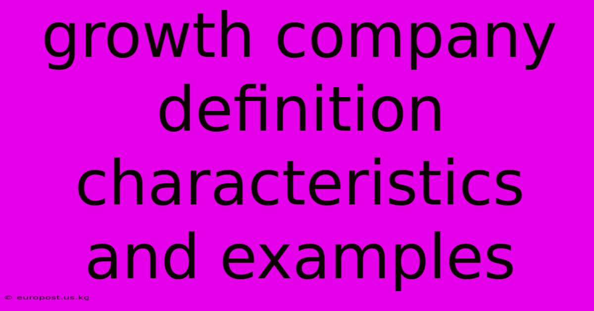 Growth Company Definition Characteristics And Examples