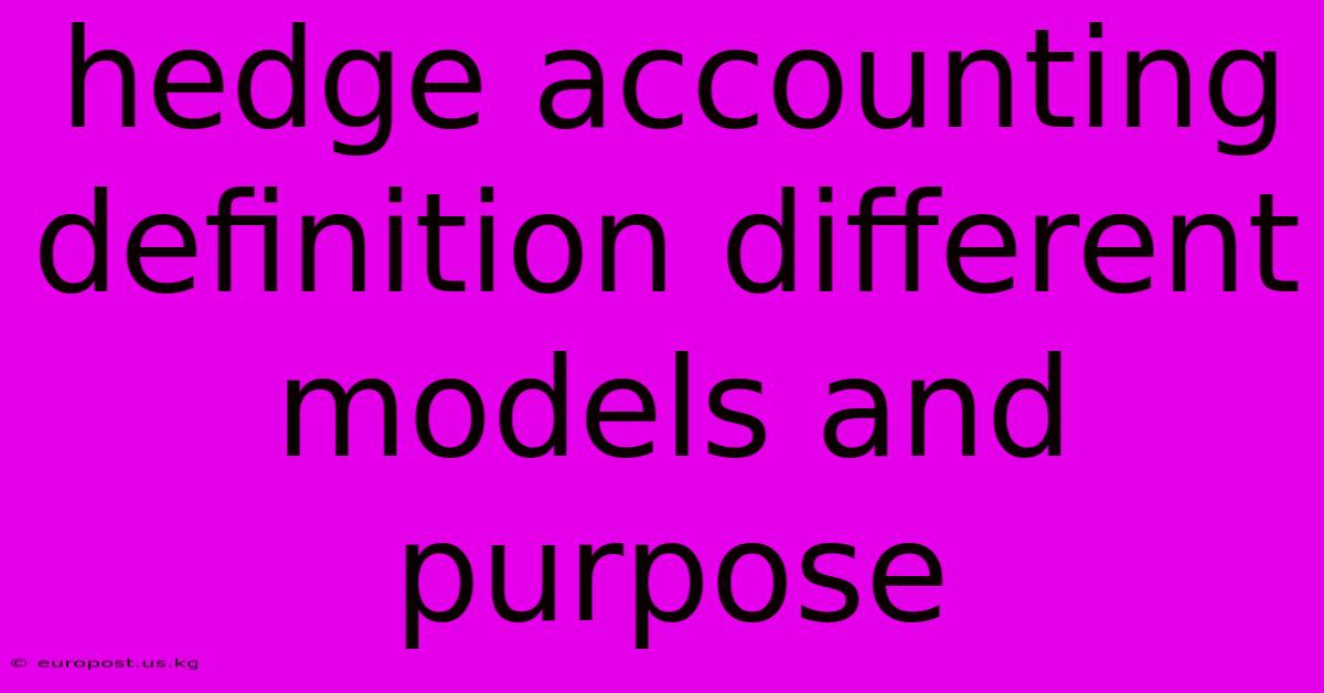 Hedge Accounting Definition Different Models And Purpose