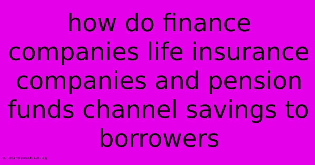 How Do Finance Companies Life Insurance Companies And Pension Funds Channel Savings To Borrowers