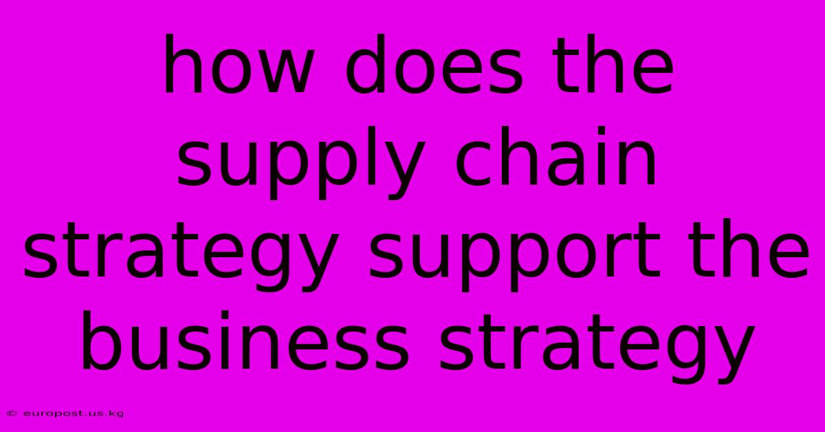 How Does The Supply Chain Strategy Support The Business Strategy