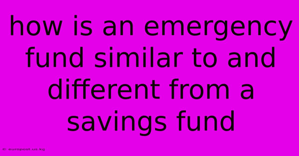 How Is An Emergency Fund Similar To And Different From A Savings Fund