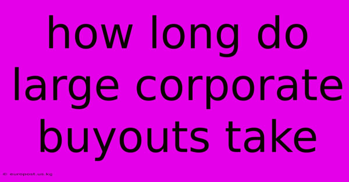 How Long Do Large Corporate Buyouts Take