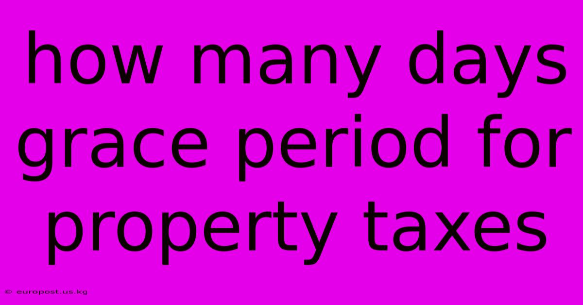 How Many Days Grace Period For Property Taxes