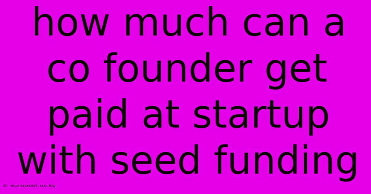 How Much Can A Co Founder Get Paid At Startup With Seed Funding