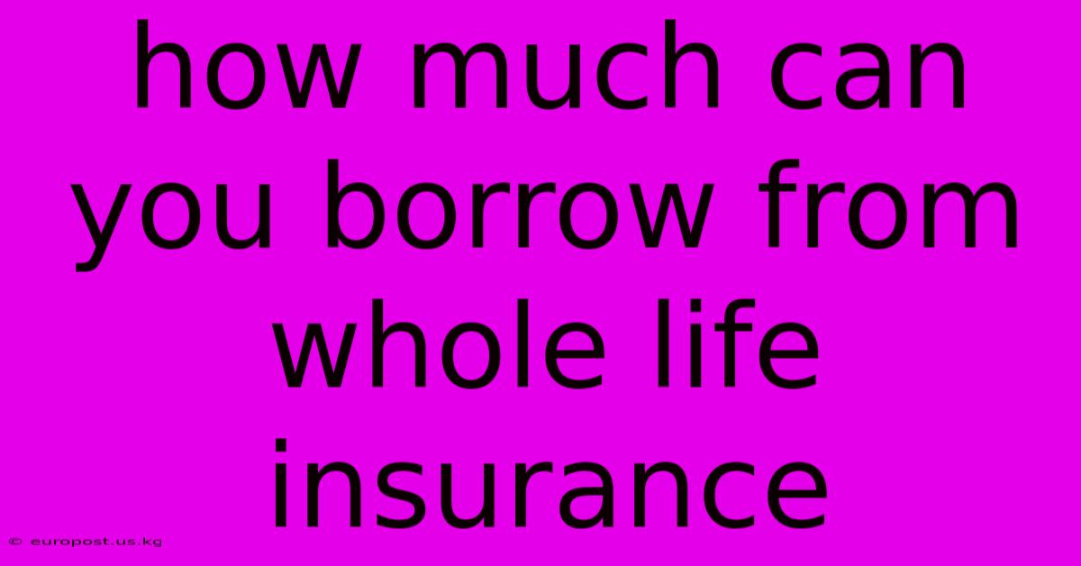 How Much Can You Borrow From Whole Life Insurance