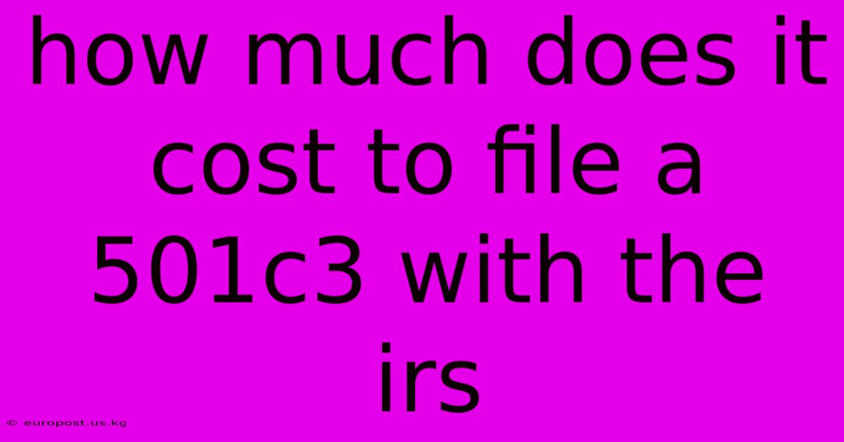 How Much Does It Cost To File A 501c3 With The Irs