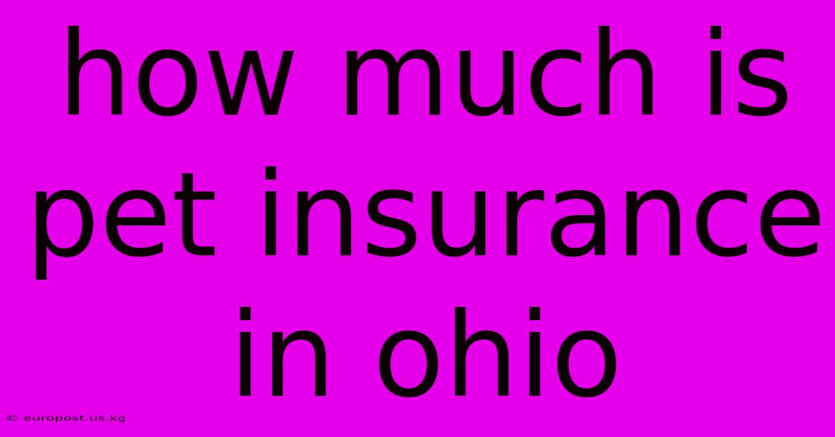 How Much Is Pet Insurance In Ohio