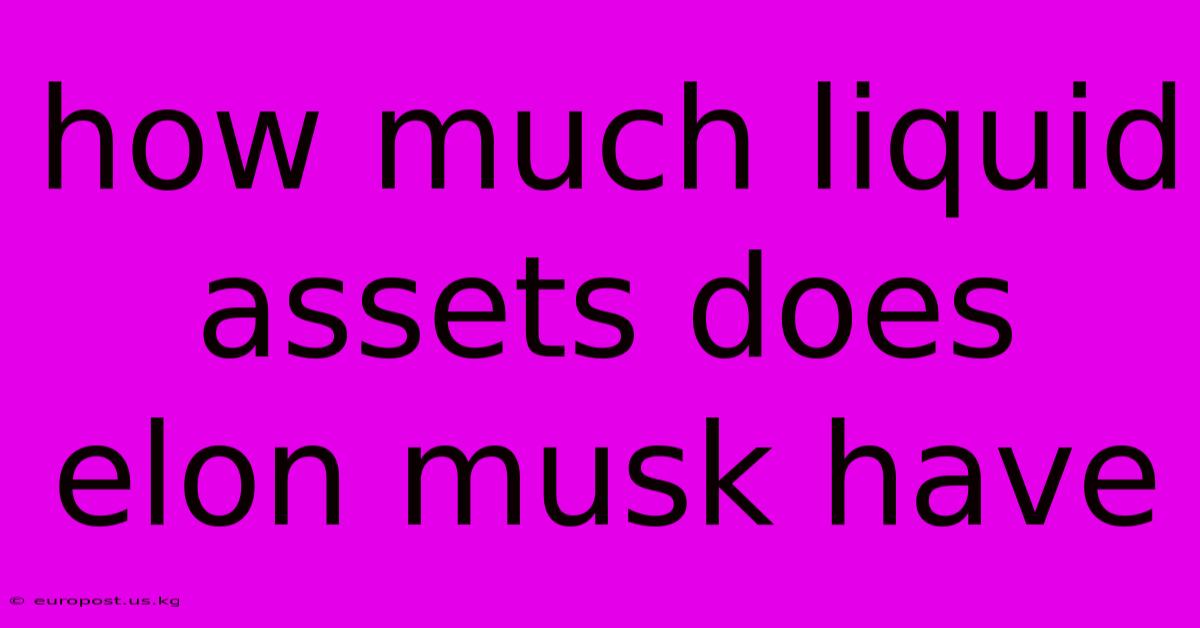 How Much Liquid Assets Does Elon Musk Have