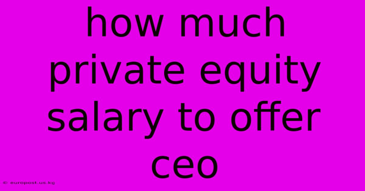 How Much Private Equity Salary To Offer Ceo