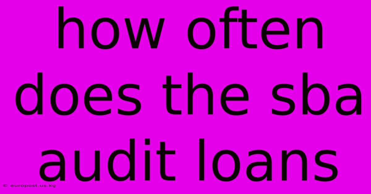 How Often Does The Sba Audit Loans