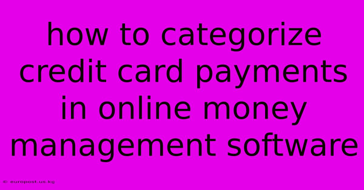 How To Categorize Credit Card Payments In Online Money Management Software