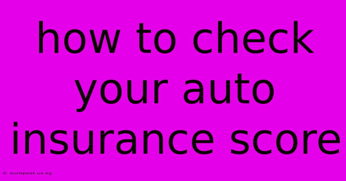 How To Check Your Auto Insurance Score