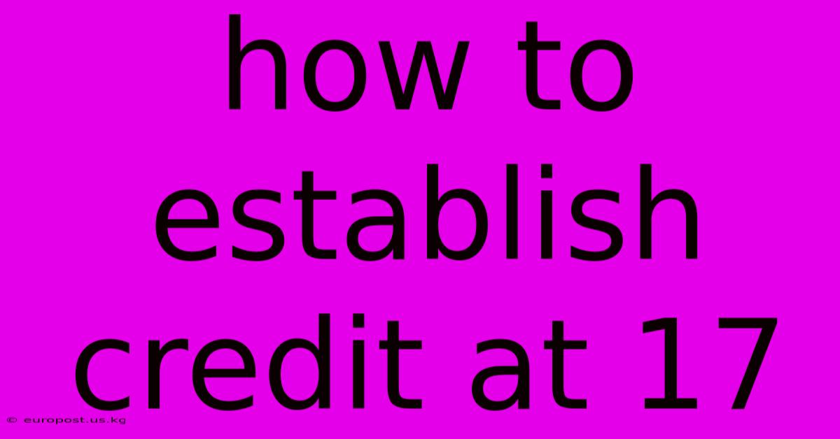 How To Establish Credit At 17