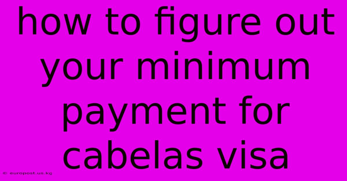 How To Figure Out Your Minimum Payment For Cabelas Visa