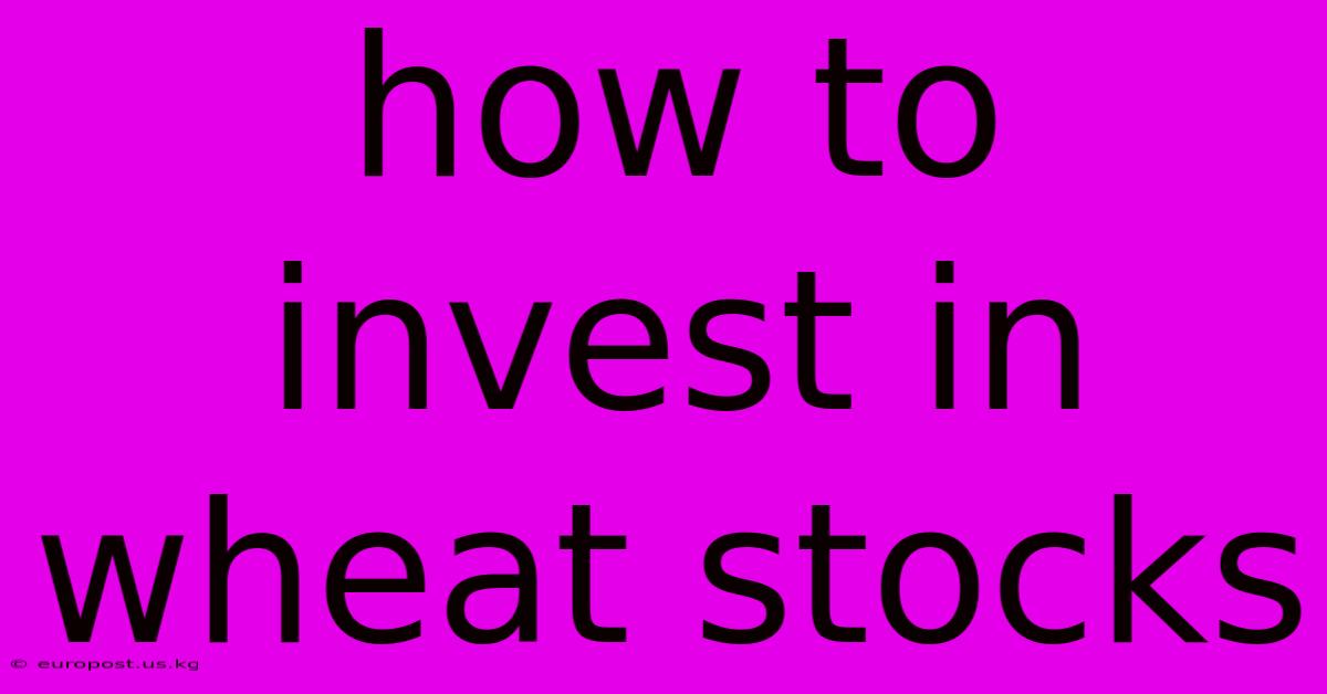 How To Invest In Wheat Stocks