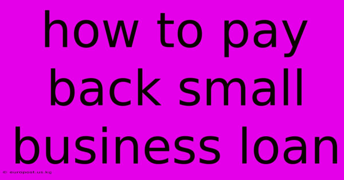 How To Pay Back Small Business Loan