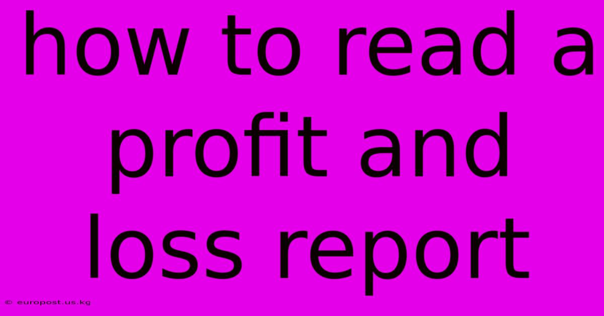 How To Read A Profit And Loss Report