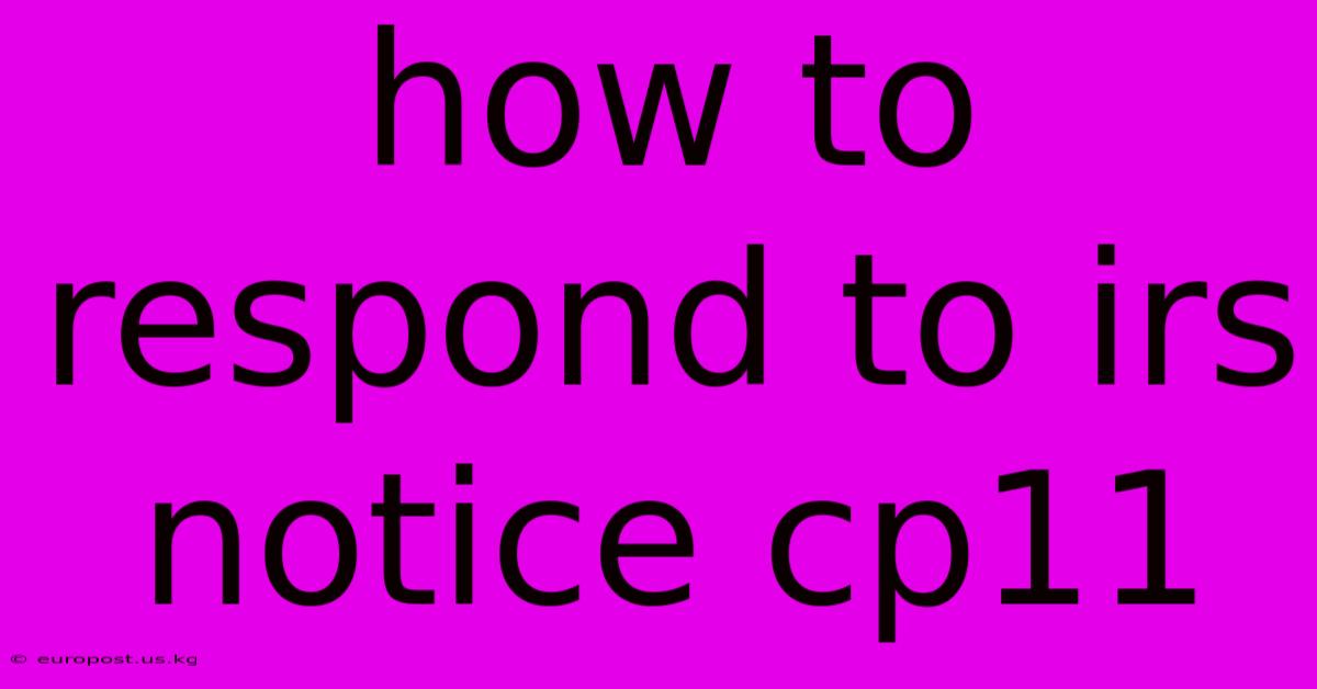 How To Respond To Irs Notice Cp11