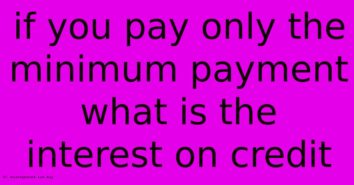 If You Pay Only The Minimum Payment What Is The Interest On Credit