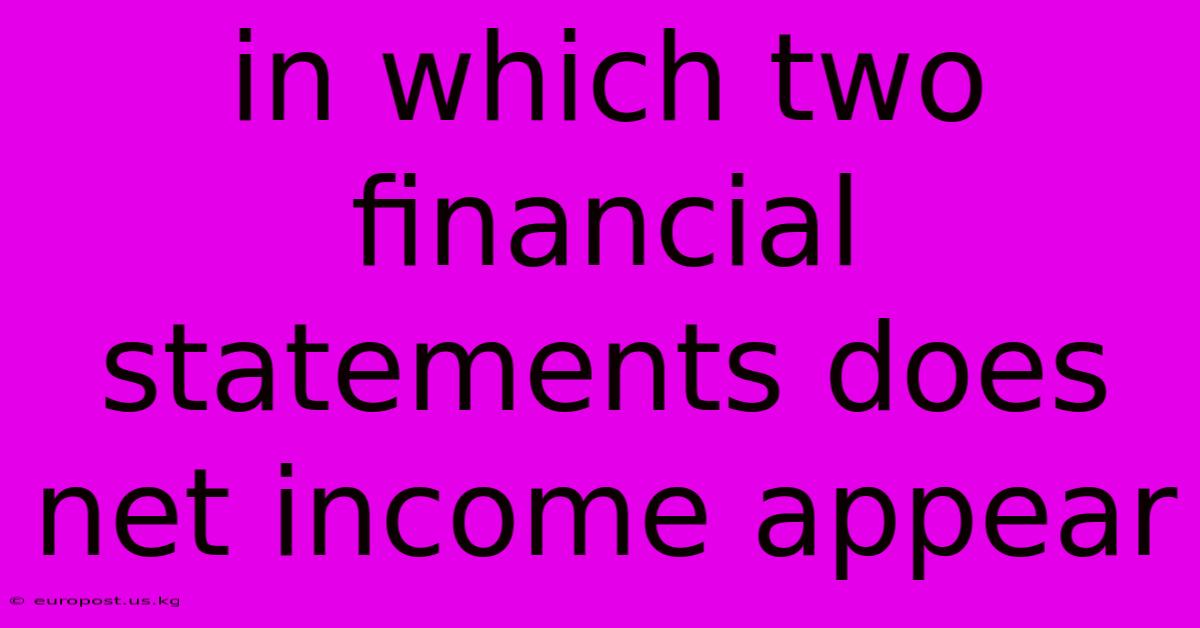 In Which Two Financial Statements Does Net Income Appear