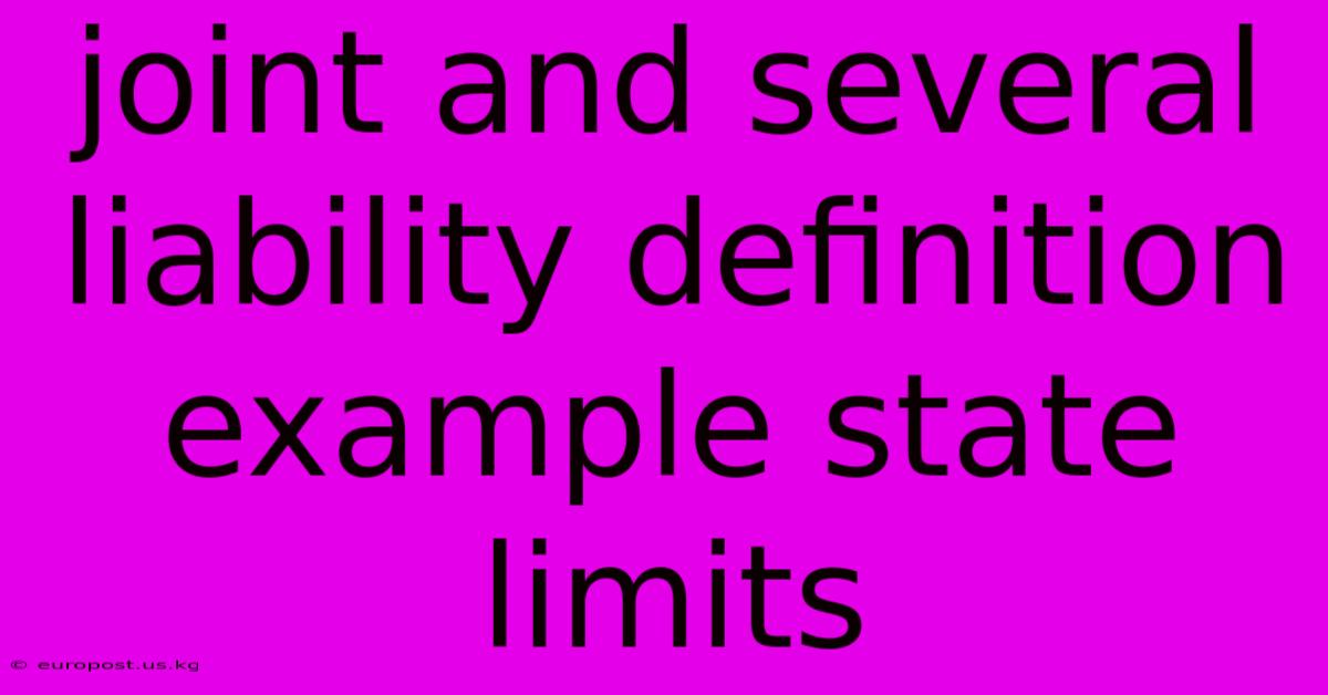 Joint And Several Liability Definition Example State Limits