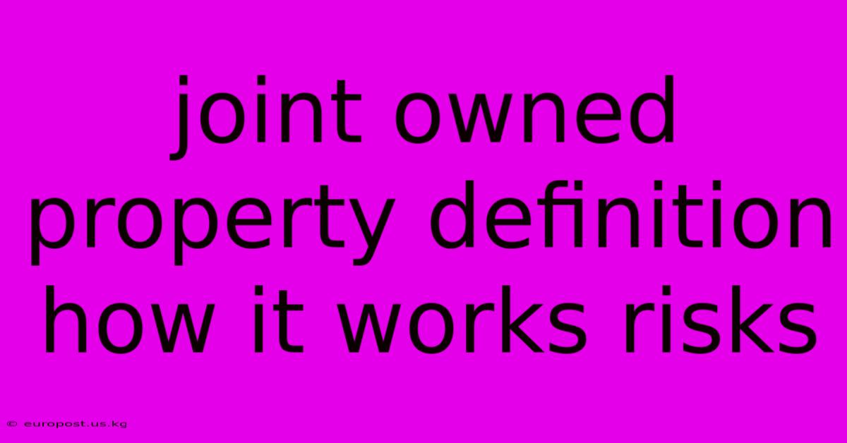 Joint Owned Property Definition How It Works Risks