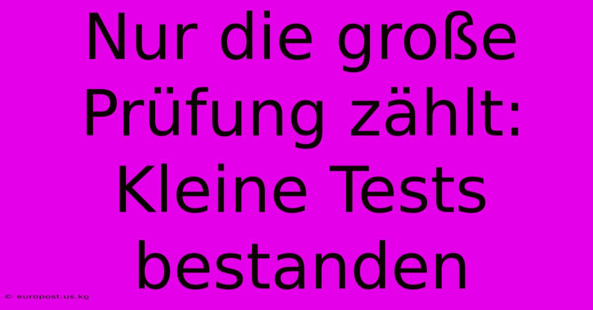 Nur Die Große Prüfung Zählt: Kleine Tests Bestanden