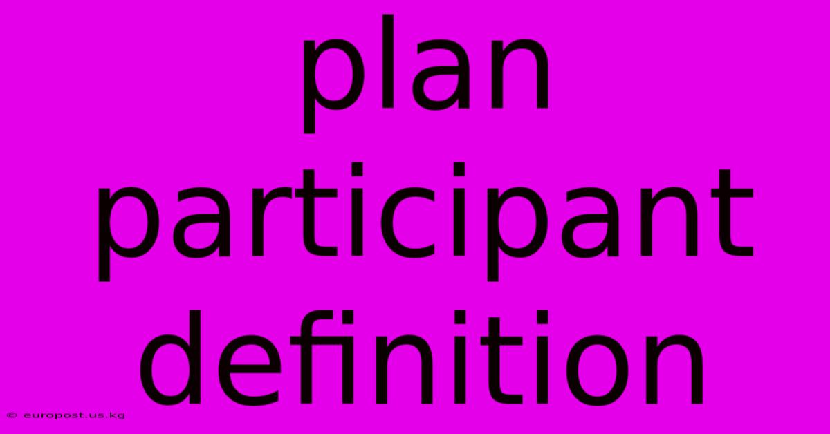 Plan Participant Definition