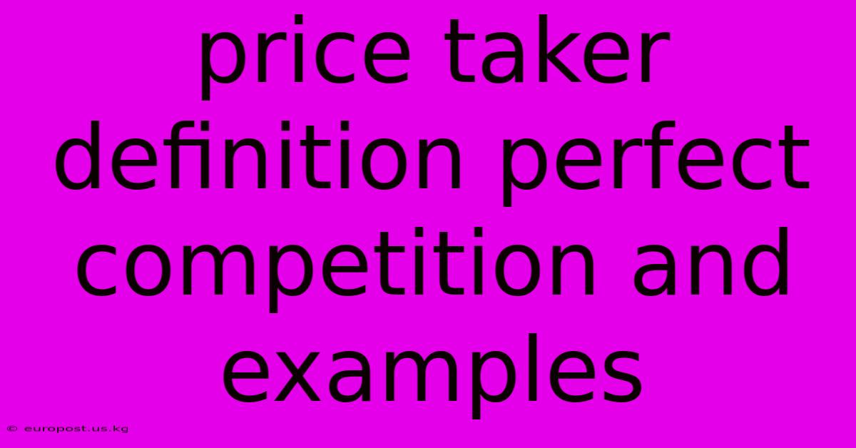 Price Taker Definition Perfect Competition And Examples