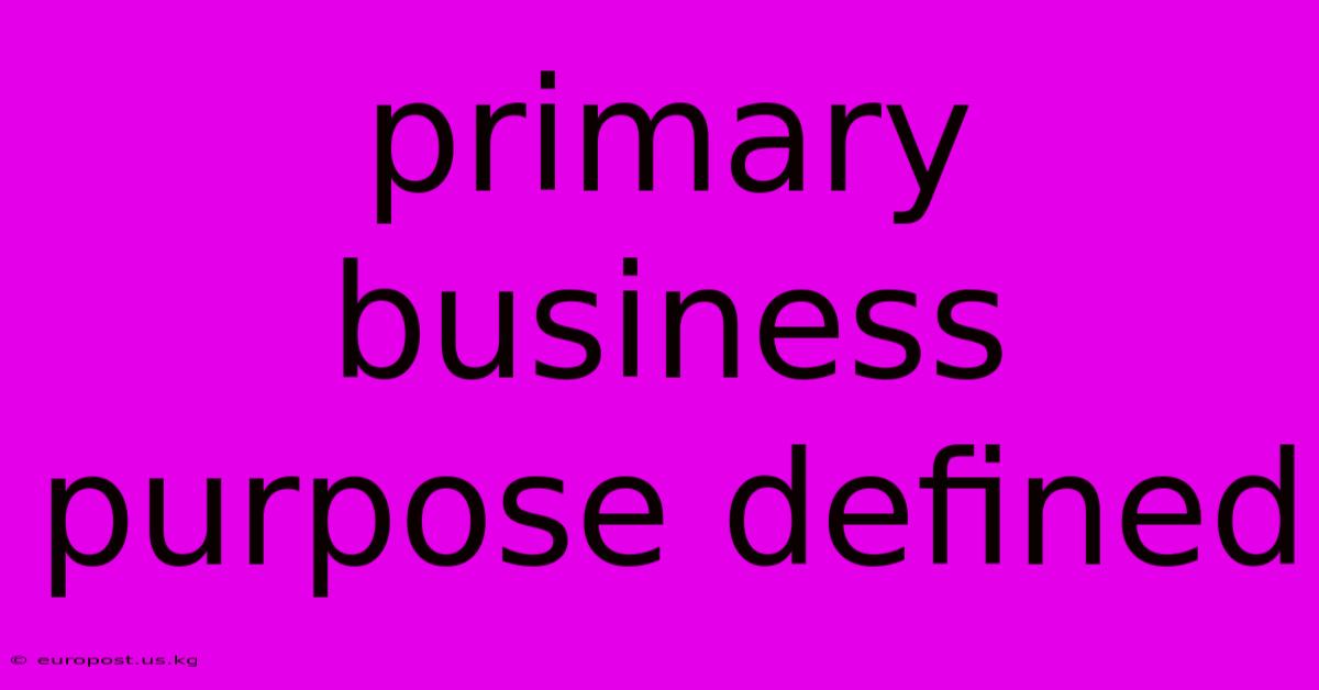 Primary Business Purpose Defined