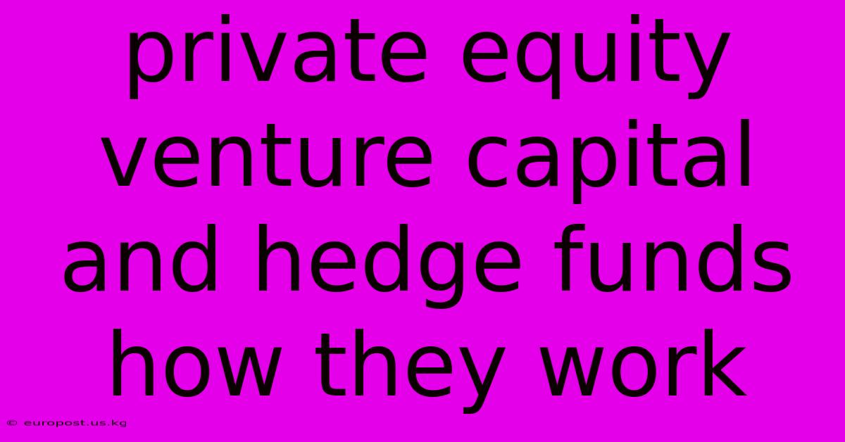 Private Equity Venture Capital And Hedge Funds How They Work