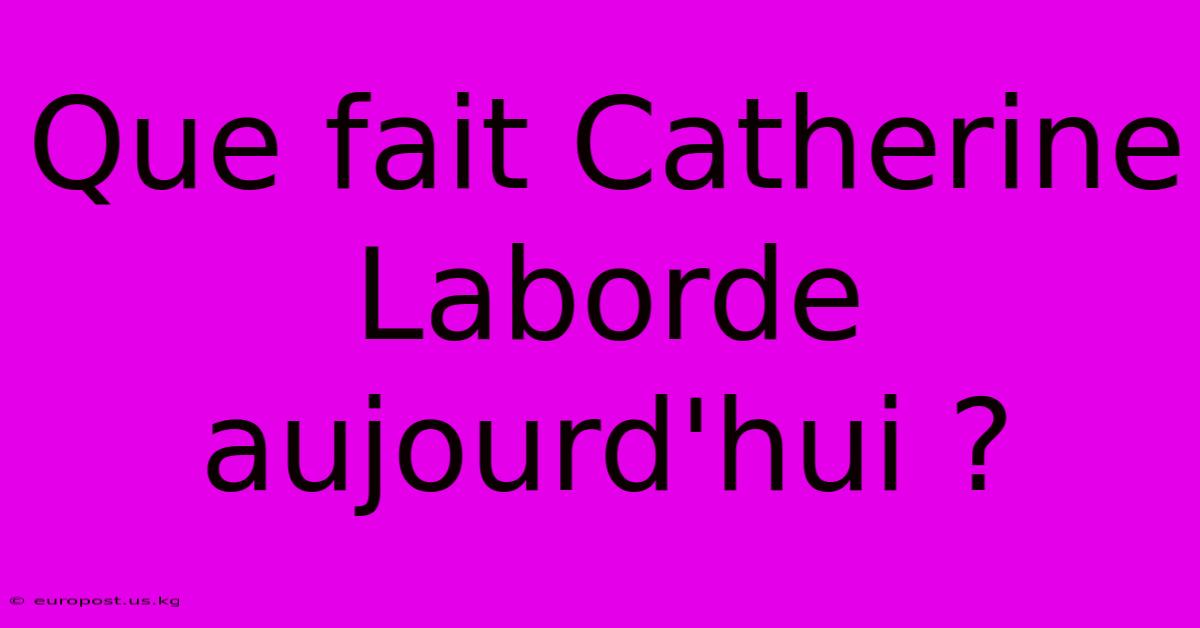 Que Fait Catherine Laborde Aujourd'hui ?