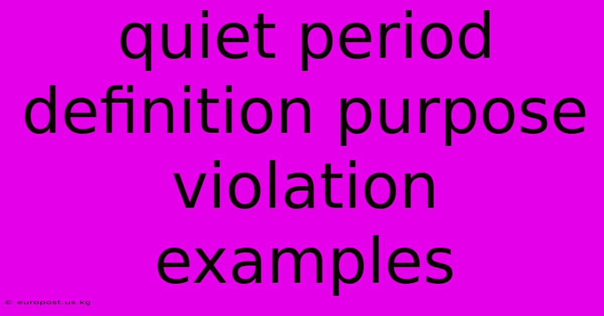 Quiet Period Definition Purpose Violation Examples