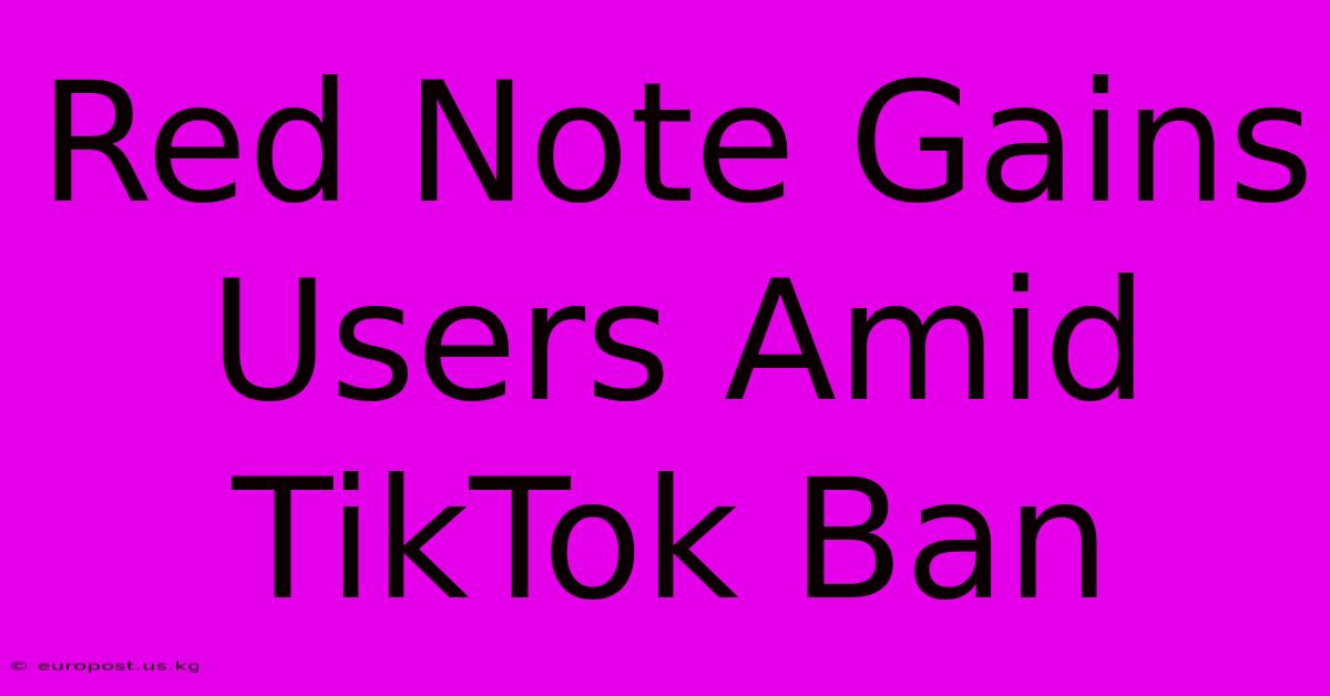 Red Note Gains Users Amid TikTok Ban