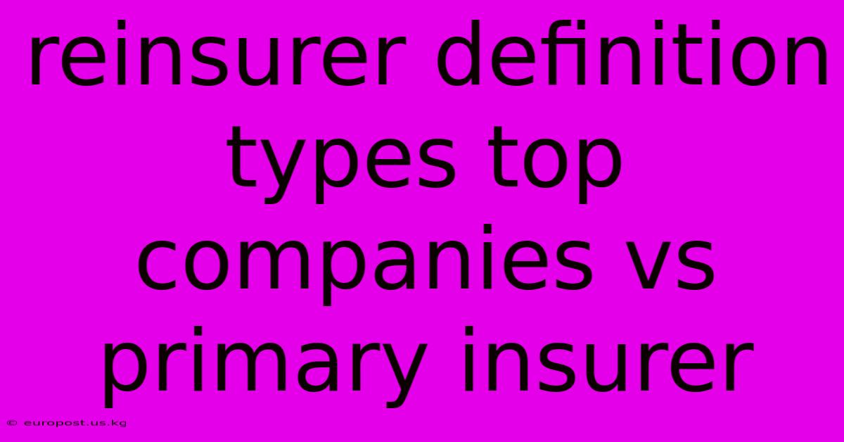 Reinsurer Definition Types Top Companies Vs Primary Insurer