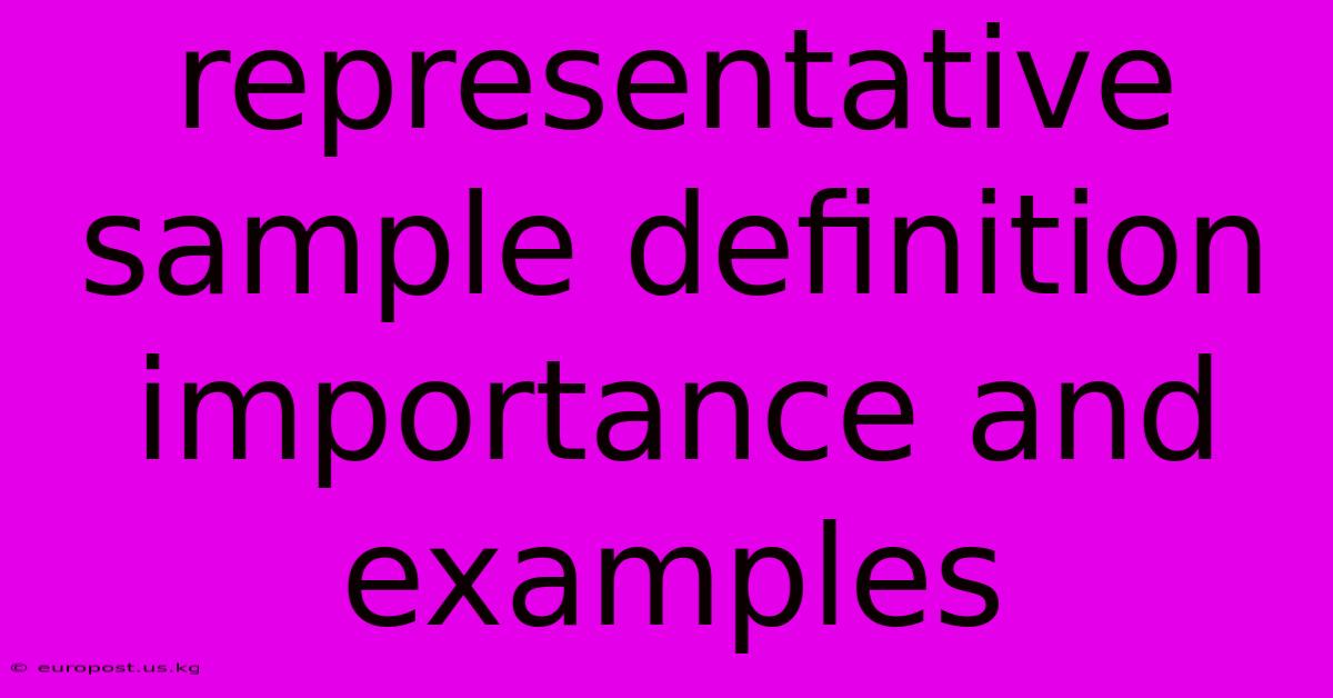 Representative Sample Definition Importance And Examples