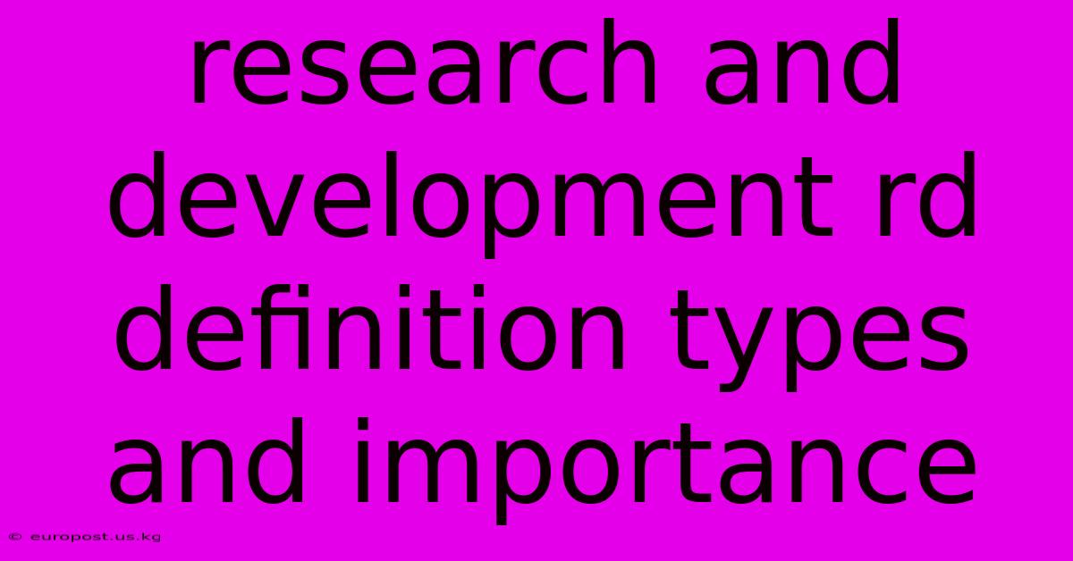 Research And Development Rd Definition Types And Importance